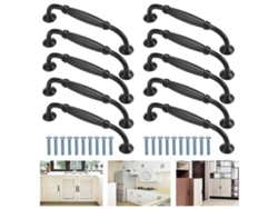 10 Manejos De Gabinete 128mm De Aluminio Negro Para Cocina, Cajones Y Muebles Con Diseño Curvo Y Fácil Instalación