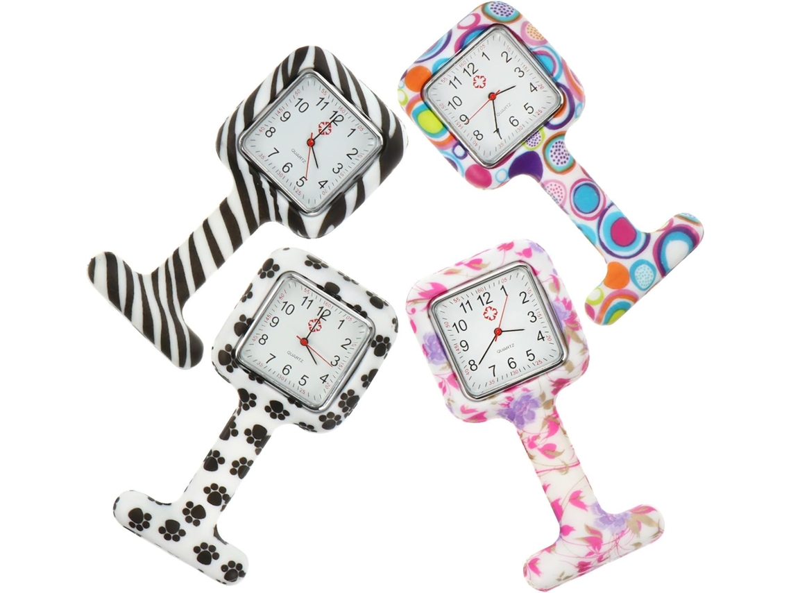 Reloj Bolsillo Silicona Seguro Enfermeras Juego 4 Piezas Pasador Fijación Cuarzo Colgante Monitorización