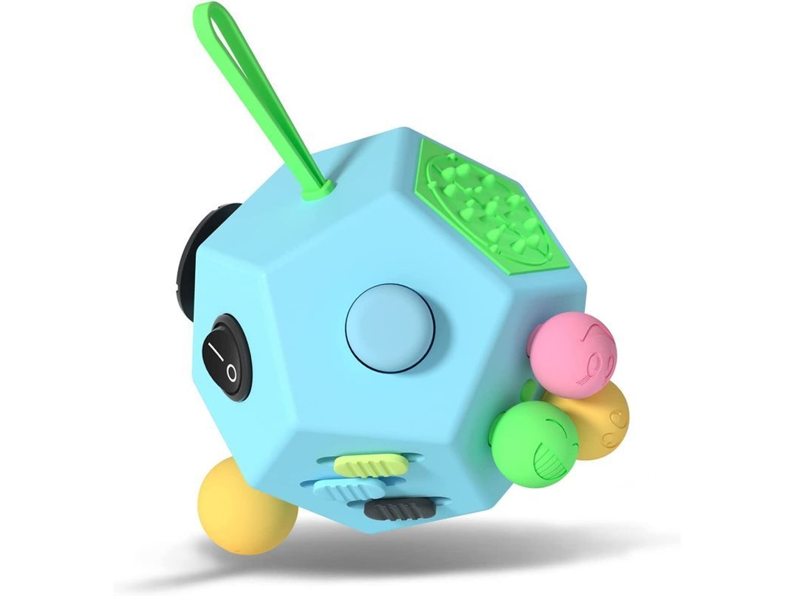 Cubo Antiestrés De 12 Caras Para Niños Y Adultos Con Tdah, Tda, Toc, Autismo, Blue Sky B3