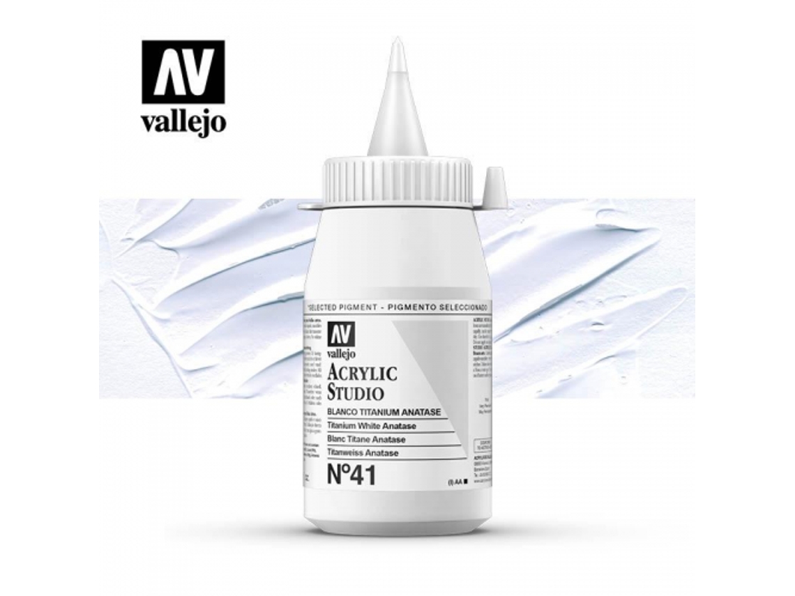 Pintura Acrilica Vallejo Studio 500 Ml (41 Blanco Titanio Anatase)