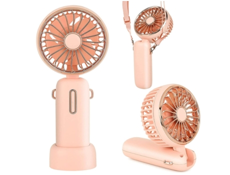 Ventilador de mano 4800 Mah Mini ventilador de refrigeración personal portátil USB recargable 6-20 horas flujo de aire fuerte 3 velocidades rosa BI...