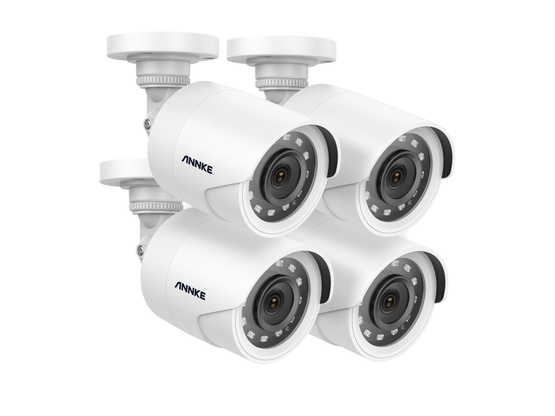 Cámaras de vigilancia de 2 MP, tecnología infrarroja, tipo bala, 4 unidades, blancas, OEM