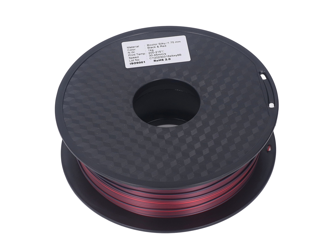 Filamento Pla Para Impresión 3d De 1,75 Mm, Negro Y Rojo, Consumible Ecológico.