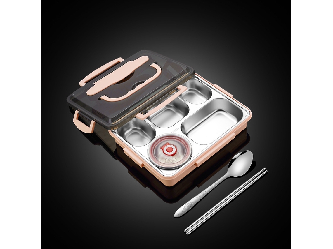Fiambrera Bento A Prueba De Fugas Para Adultos: Cuatro Compartimentos Grandes, Tazón Para Sopa Y Cubiertos - 1,2 L*