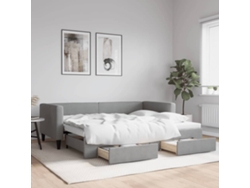 Sofá Cama Nido Con Cajones Tela Gris Claro 90x200 Cm