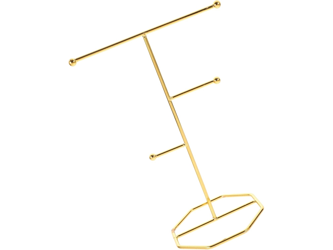Soporte multifuncional grande de hierro chapado en oro y de varias capas para exhibir collares y pendientes. SFUSHOS