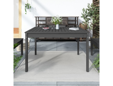 MAISON EXCLUSIVE Mesa de jardín madera maciza pino gris 121x82,5x76 cm