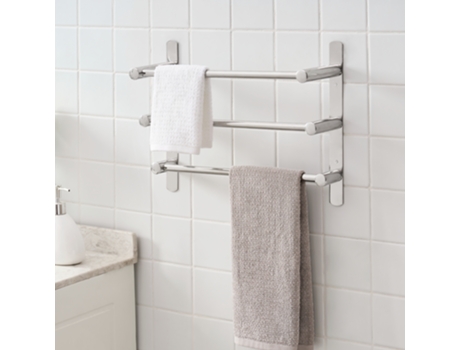 Toallero baño de pared Harjavalta de 3 barras axero inoxidable 32 x 40 x 13 cm - Cromo [NEU.HAUS]