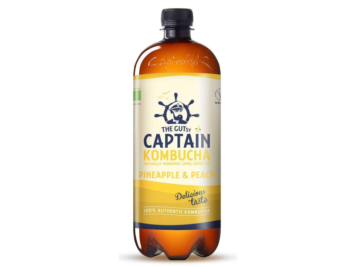 Bebida Kombucha de Piña y Melocotón THE GUTSY CAPTAIN Botella de 1L