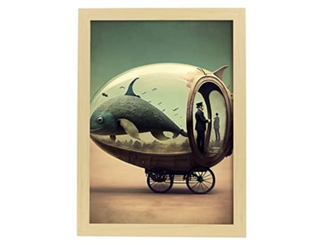 NACNIC Poster Pecera En Estilo Surrealismo Cinematográfico Ilustraciones Y Grabados De Historieta Abstracta Y Artística A4 Marcos Madera