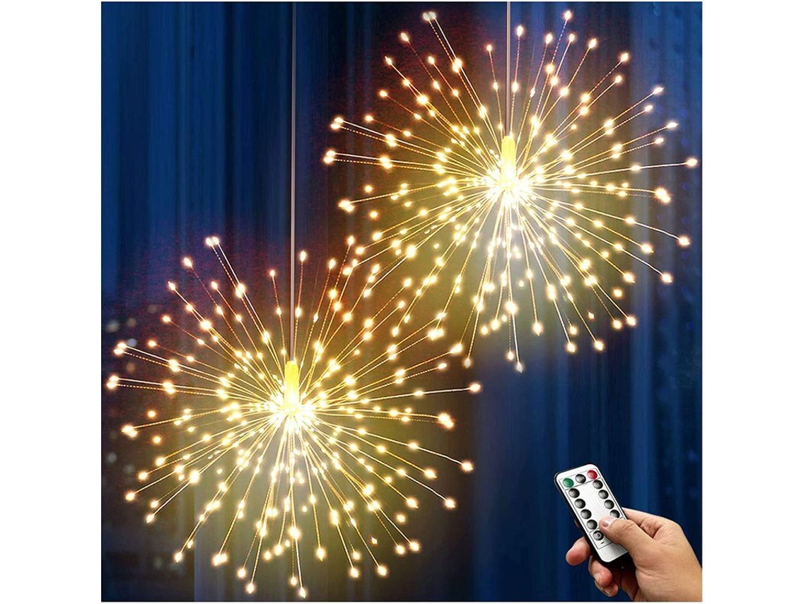 Luces De Fuegos Artificiales, 200 Led, Cable De Cobre, 8 Modos, Control Remoto A Pilas, 2 Unidades.