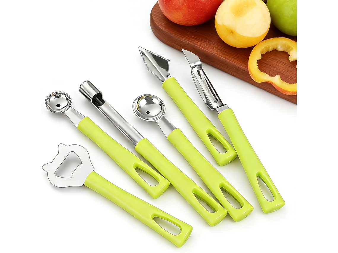 Juego de utensilios de cocina ZRUXE de 5 piezas para verduras, queso, pizza y abridor de botellas - Negro