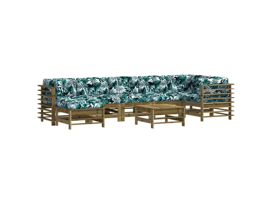 Maison Exclusive - Juego De Muebles Jardín 8 Pzas Y Cojines Madera Pino Impregnada