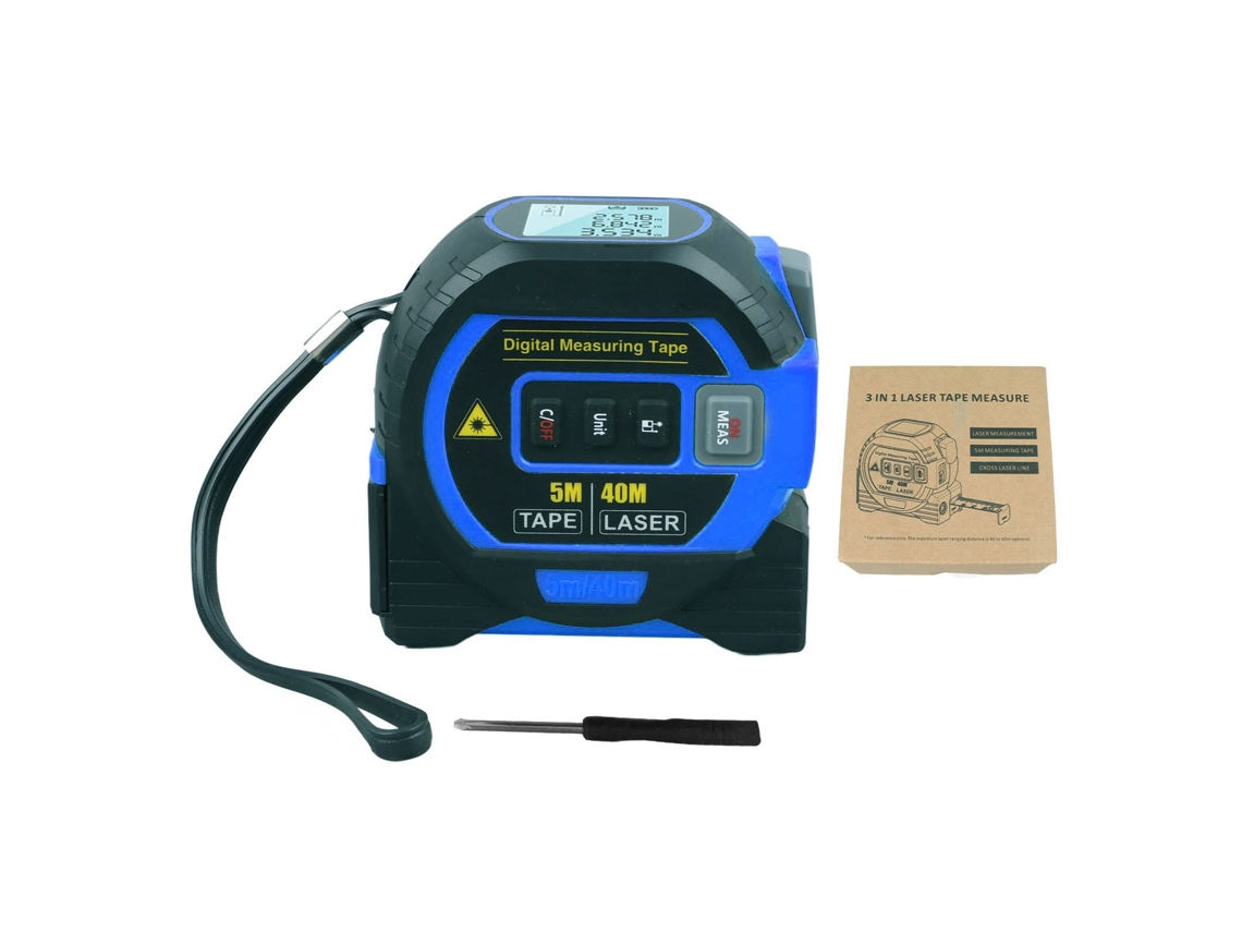 Cinta Métrica Digital 3 En 1 Con Bloqueo Automático, Alta Elasticidad, Precisión, 40 M, Azul.
