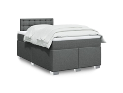 Cama Box Spring Con Colchón Tela Gris Oscuro 120x200 Cm