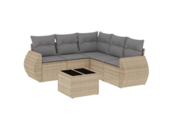Conjunto 6 de sofás jardín con cojines VIDAXL ratán sintético beige