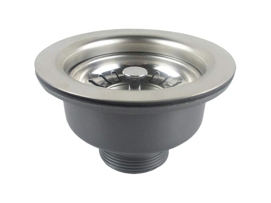 Desagüe De Fregadero De Acero Inoxidable Sin Desbordamiento 110mm 1 1/4" Con Cesta Abs Acabado Satinado
