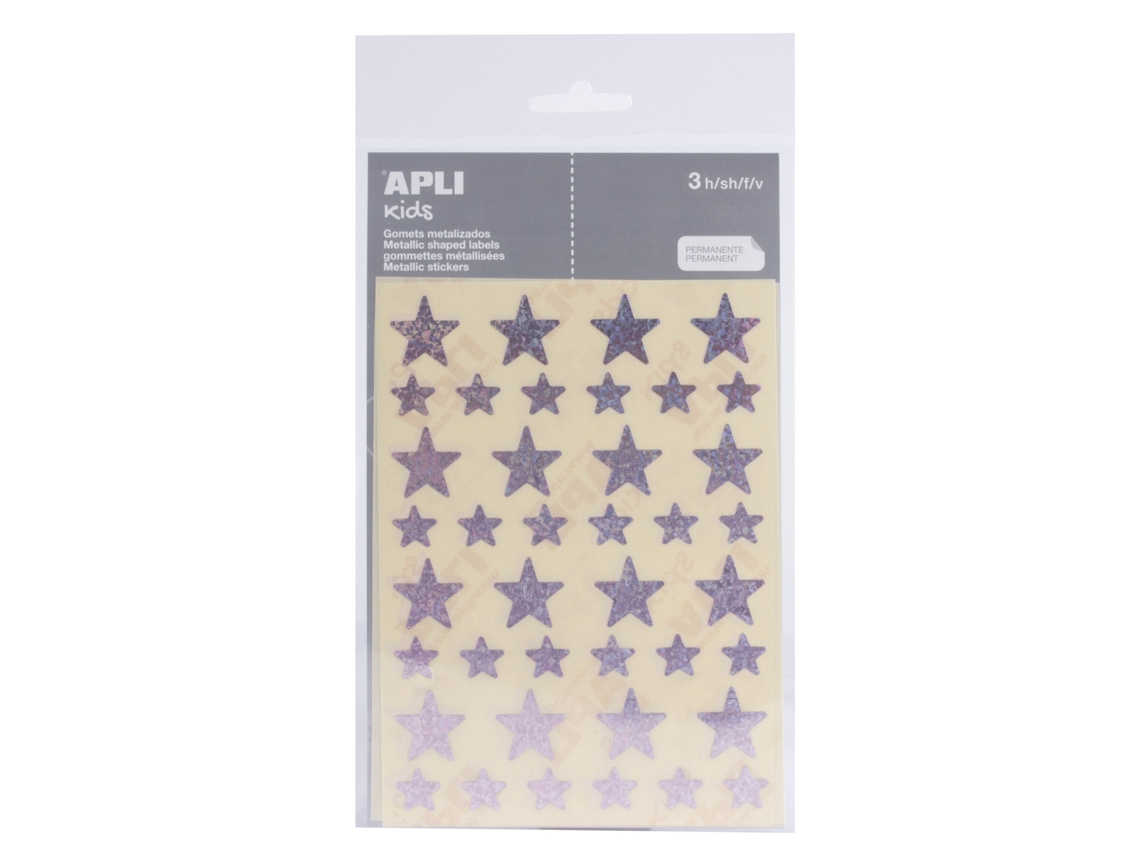 Autoadesivo Gomets APLI Stars 12,5-19,5Mm - Rosa Holográfico