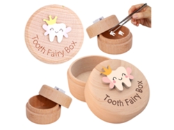 Caja de madera para guardar dientes de leche para niños con grabado de hada de los dientes B.active