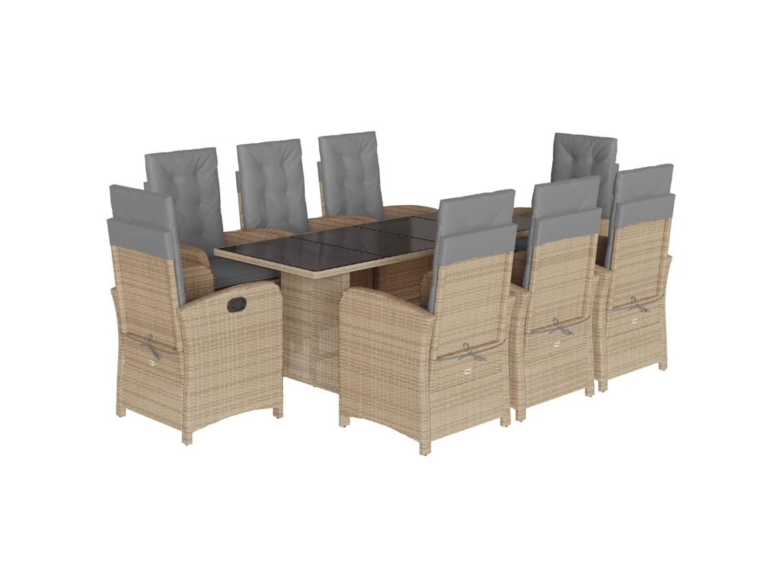 Maison Exclusive - Set Comedor De Jardín 9 Pzas Con Cojines Ratán Sintético Beige