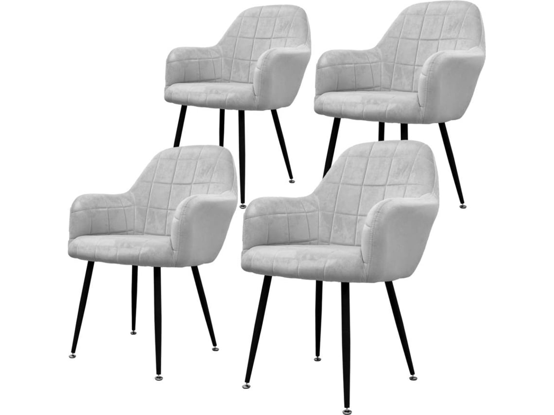 Conjunto de 2 Sillas de Comedor ECD 37 Gris (Microfibra, Metal - 58x43x83 cm)