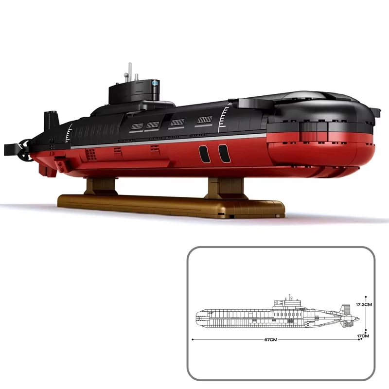 2895 Bloques De Construcción De Submarino Clase Typhoon, Escala 1:250, Juguete Educativo Para Armar, Regalo Para Niños.