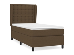 Maison Exclusive - Cama Box Spring Con Colchón Tela Marrón Oscuro 100x200 Cm