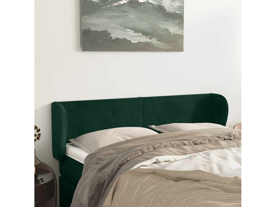 Cabecero De Cama | Panel De Cabecero De Terciopelo Verde Oscuro 147x23x78/88 Cm