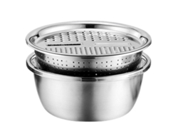 Rallador de acero inoxidable 5 en 1 con cesta de drenaje, cortador de verduras multifuncional para la preparación de alimentos.