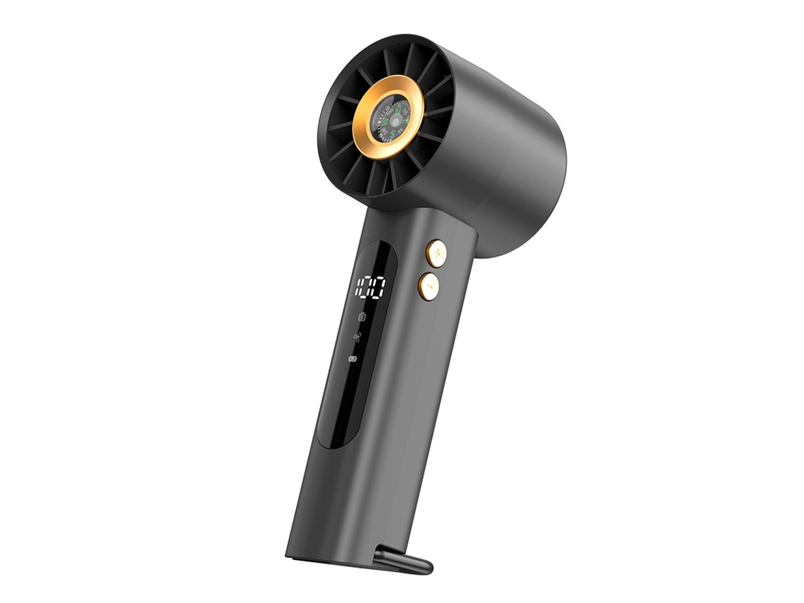 Ventilador turbo compacto Chrui de 1800 mAh con pantalla digital y brújula (gris)