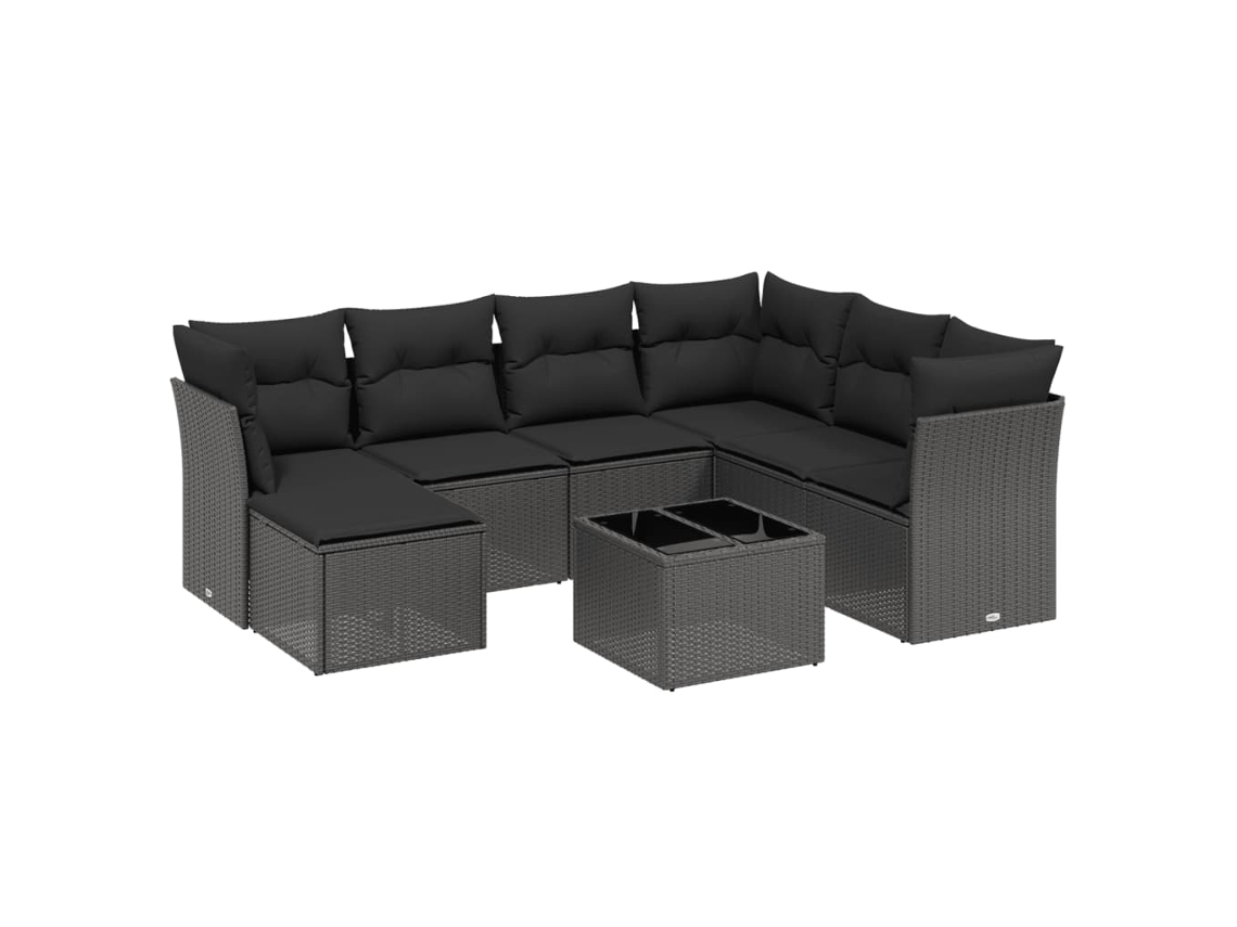 Maison Exclusive - Set De Sofás De Jardín 8 Piezas Y Cojines Ratán Sintético Negro