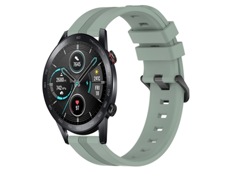 Correa de reloj inteligente para Honor Magic Watch 2 46 mm 22 mm Slicone rayado cóncavo (gris verde)