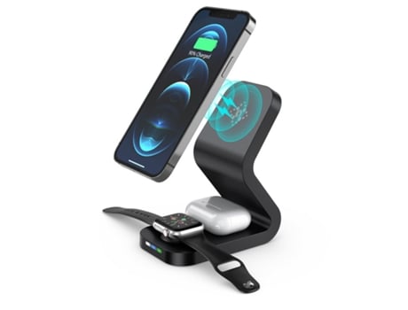 BISBISOUS Soporte de Cargador Inalámbrico Magnético 3 en 1 Estación de Carga Inalámbrica Rápida Qi Compatible con Iphone 13/12/Pro/Pro Max/Mini