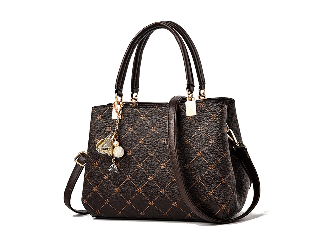 Bolso De Mano Grande De Piel Sintética Para Mujer, Estilo Barril, Elegante Para El Día A Día, Fiestas Y Viajes, Color Arce Oscuro Con Detalles En Café.