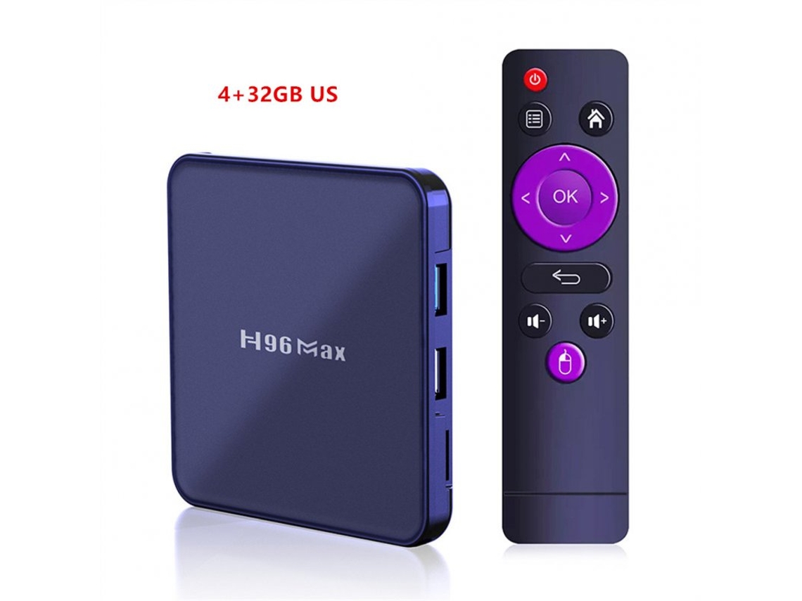 Box Smart Tv H96 Max V12 Set- android 12.0 Rk3318 5GWiFi con RC Blue US Plug 4 + 32GB