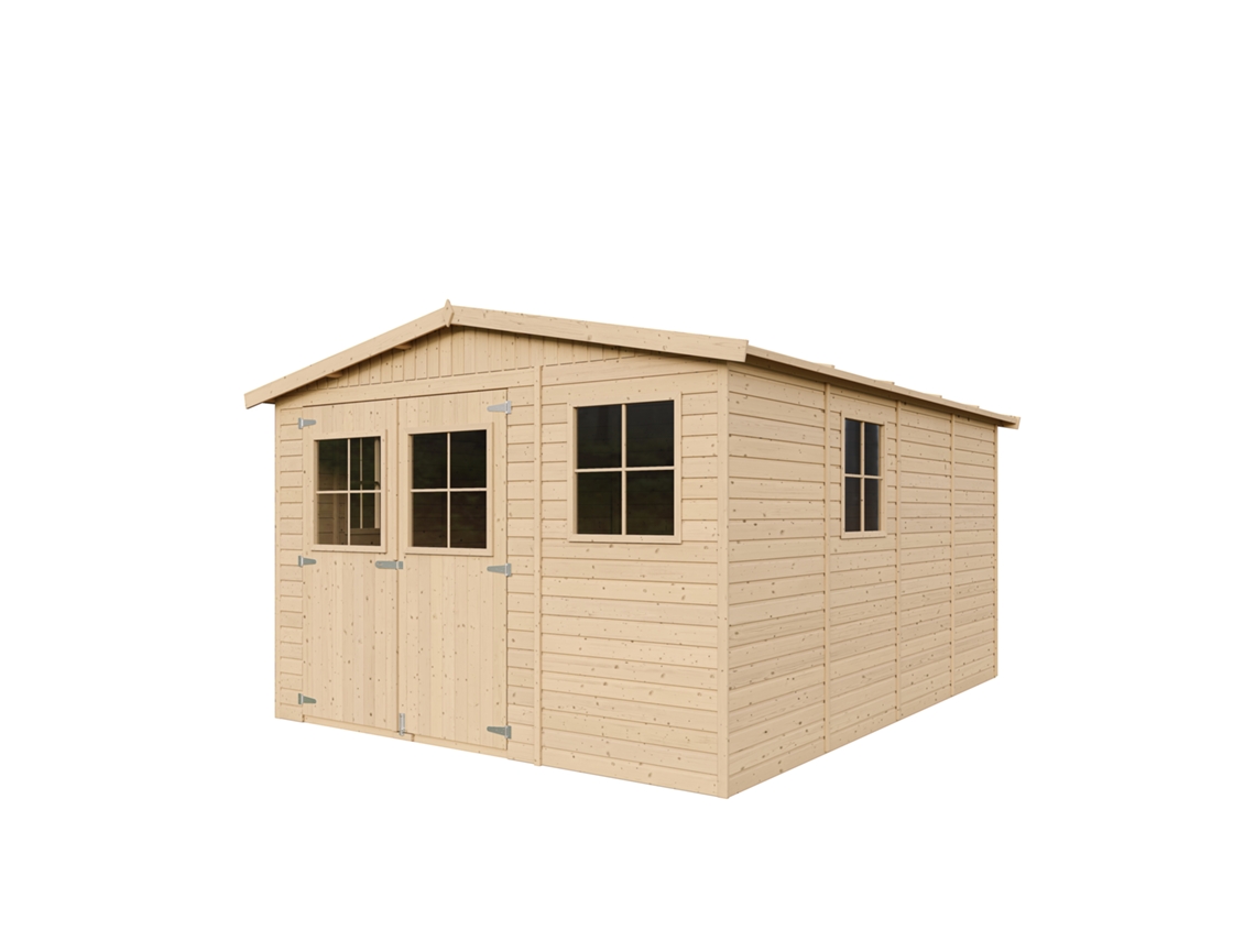 Caseta de Jardín de Madera TIMBELA M336 + M336G con Piso (11,97 M² - 226 x 324 x 416 cm)