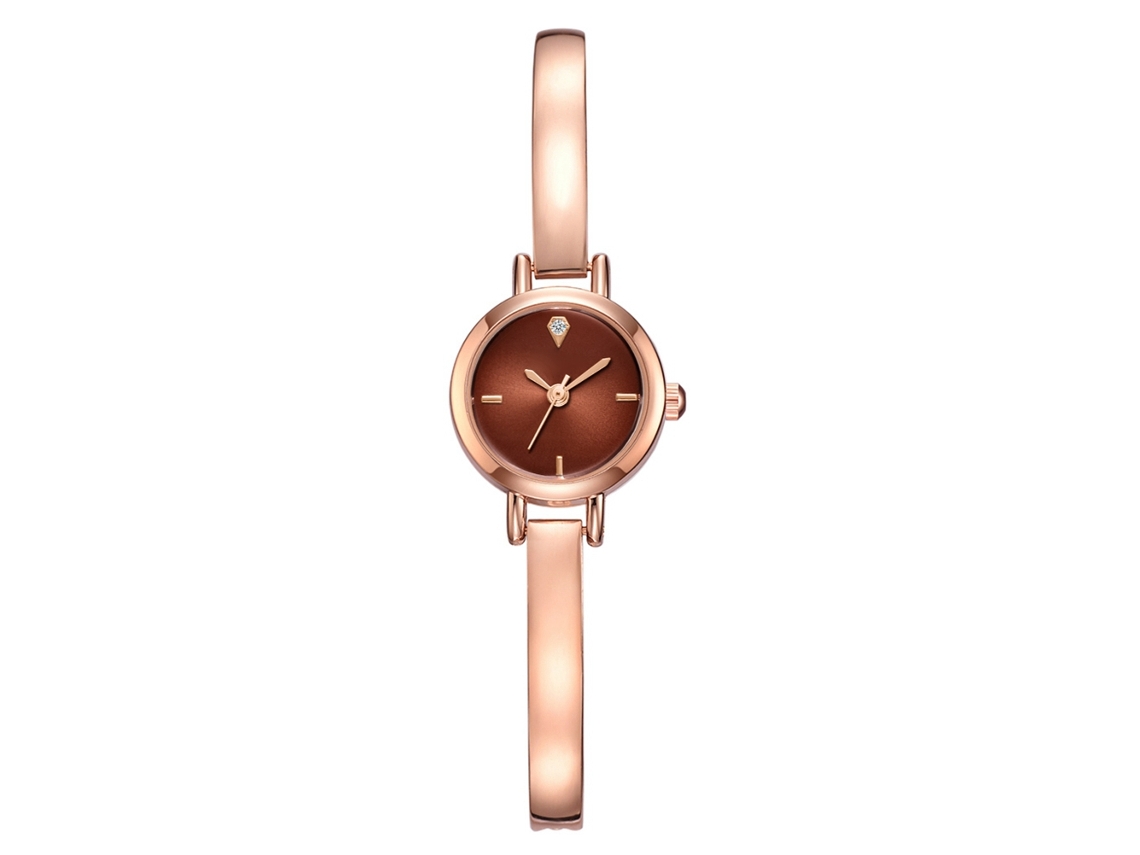 Reloj De Pulsera Delgado De Aleación Para Mujer Con Cristales De Cuarzo Marrones Lvpai