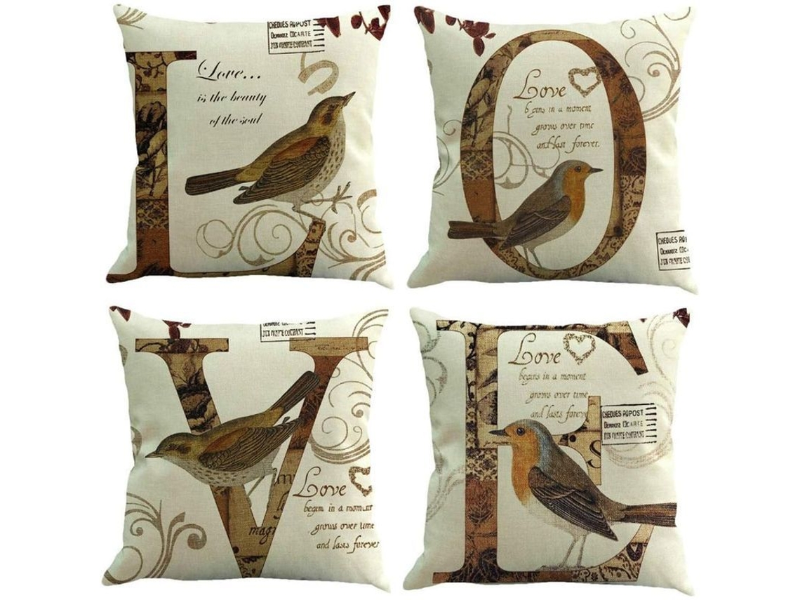 Juego De 4 Fundas De Almohada Decorativas De Verano De 45x45 Cm Con Cremallera Oculta Tbl