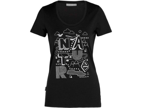Camiseta de Mujer para Esquí ICEBREAKER Tech Lite Nature Negro (XS)