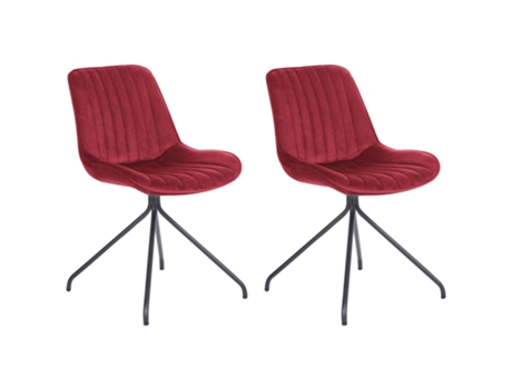 Conjunto de 2 sillas de terciopelo rojo oscuro/negro BELIANI Navasota