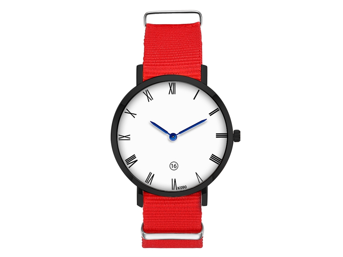 Reloj De Moda Para Hombre Zhoulianfa, Correa De Nailon, Esfera Redonda, Movimiento De Cuarzo, Estilo Casual (rojo)