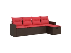 Maison Exclusive - Set Comedor De Jardín 5 Piezas Y Cojines Ratán Sintético Marrón