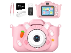Câmera para Crianças 32 Gb Hd 1080P Mini Câmera para Crianças 2 Polegadas Display Rosa GERTIZ