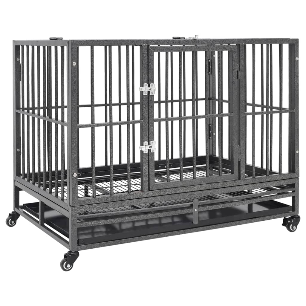Transportín para Perros VIDAXL con Ruedas (Negro - Acero - 92 x 62 x 76 cm)