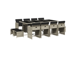 Maison Exclusive - Set Comedor Jardín Y Cojines 13 Pzas Ratán Sintético Gris Claro
