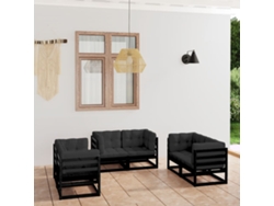 Conjunto de jardín de 6 piezas con cojines en pino macizo DKD Home Decor