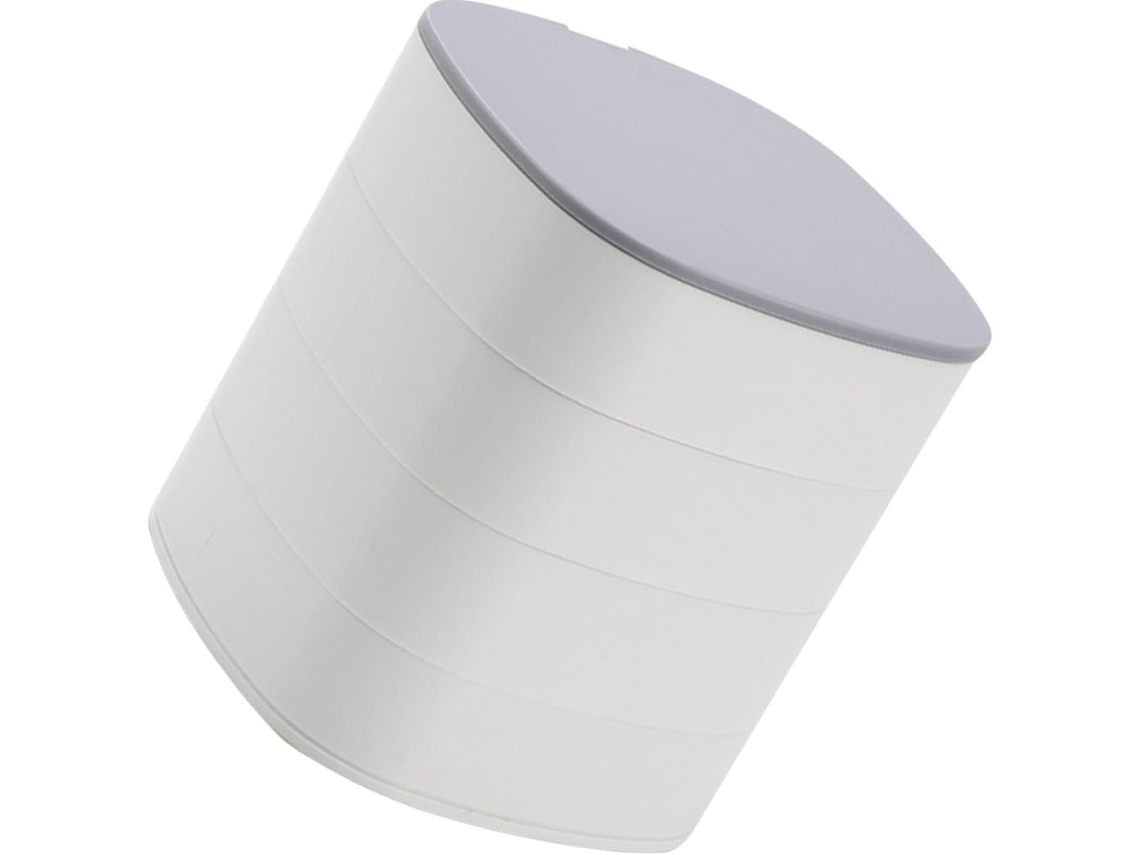 Joyero Giratorio 360° Almacenamiento Seguro Abs Blanco Espejo Integrado Práctico Organizador Multicapa