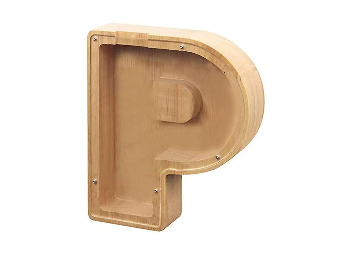 Hucha De Madera En Forma De Letra Para Guardar Monedas Tamaño 19x21x3.6cm Peso 280g P