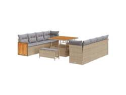Maison Exclusive - Conjunto de sofás de jardín de 11 piezas en beige y gris claro