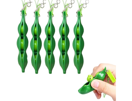 Squeeze a Bean, 3 paquetes de llaveros de soja para niños y adultos, juguetes antiestrés para llaves, para aliviar el estrés JEDBESETZT